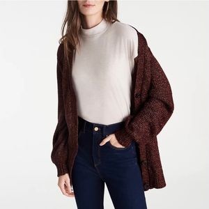 ANN TAYLOR Comfy Shimmer Boyfriend
Button Up Cardigan sweater, brown, large